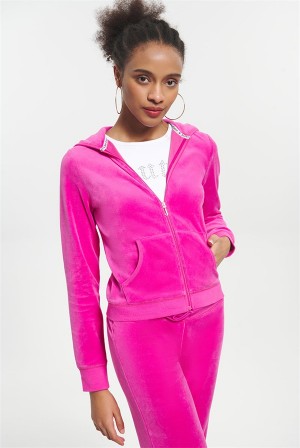 Juicy Couture Classiche Coton Velour Hoodie Rose | JC-SN651526