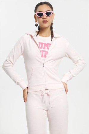Juicy Couture Classiche Coton Velour Hoodie Rose Clair | JC-SN651527